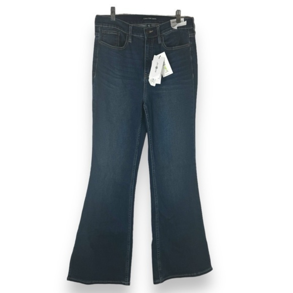 Calvin Klein Super High Rise Flare Jeans Women Size 30 Sustainable Denim Repreve